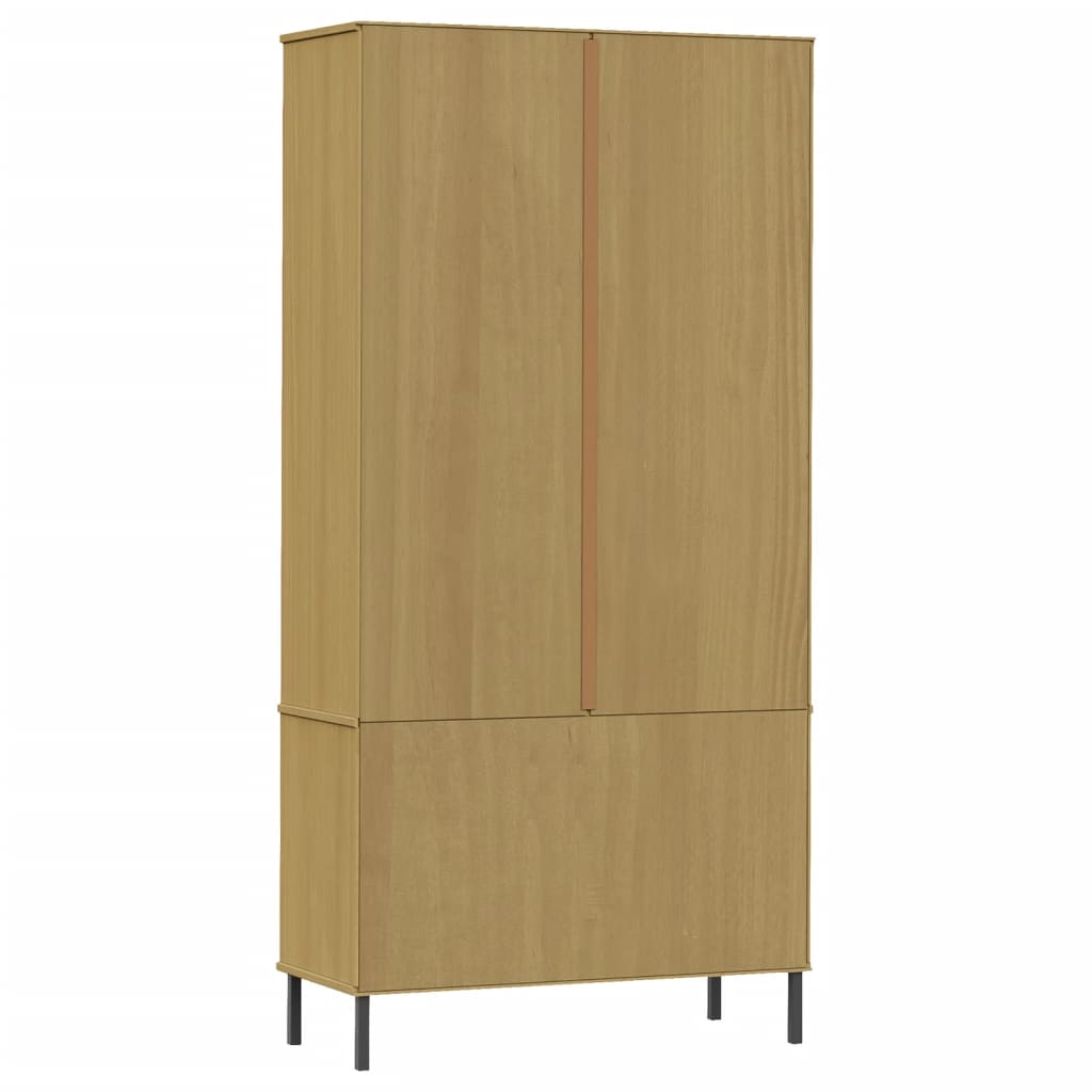 vidaXL Bücherschrank OSLO Metallbeine Braun 85x35x172,5 cm Massivholz