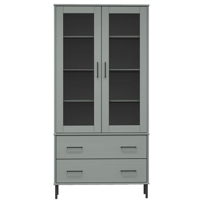 vidaXL Bücherschrank OSLO Metallbeine Grau 85x35x172,5 cm Massivholz