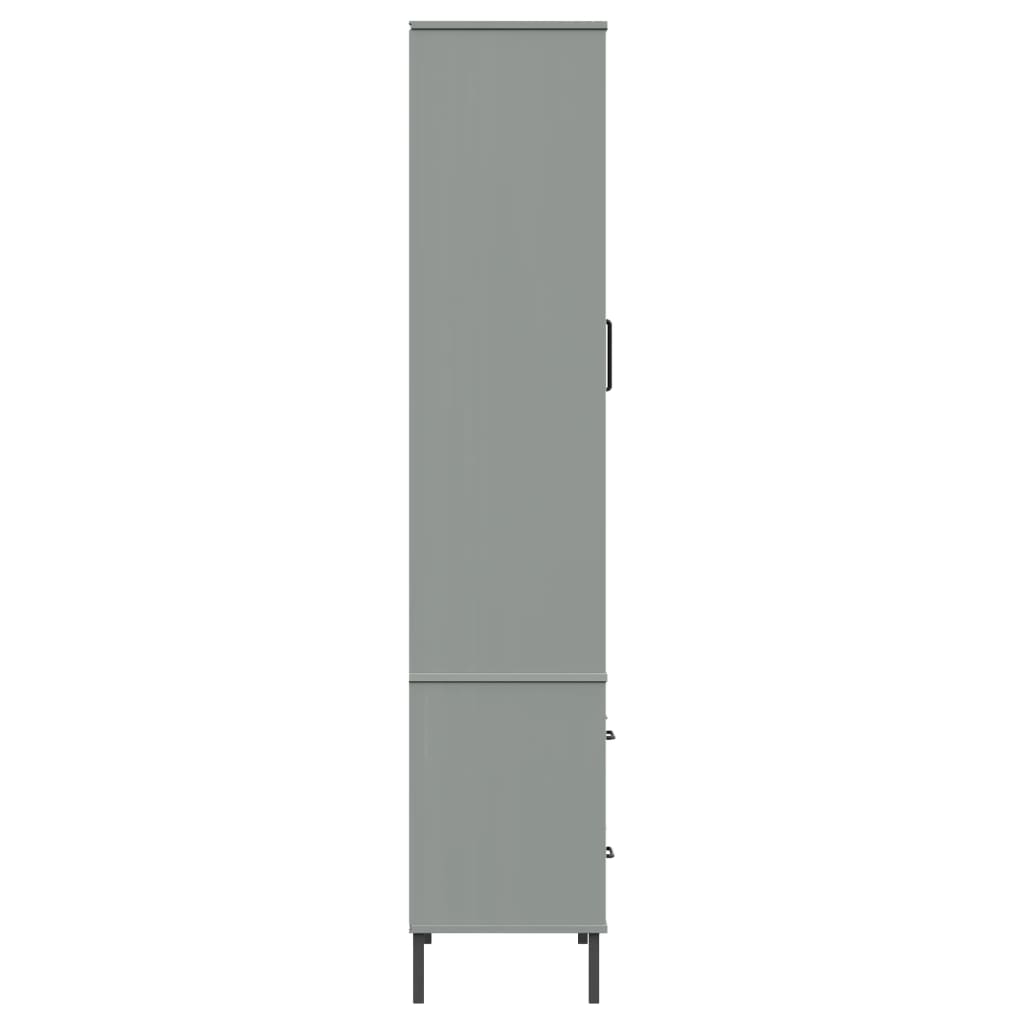 vidaXL Bücherschrank OSLO Metallbeine Grau 85x35x172,5 cm Massivholz