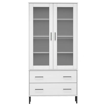 vidaXL Bücherschrank OSLO Metallbeine Weiß 85x35x172,5 cm Massivholz