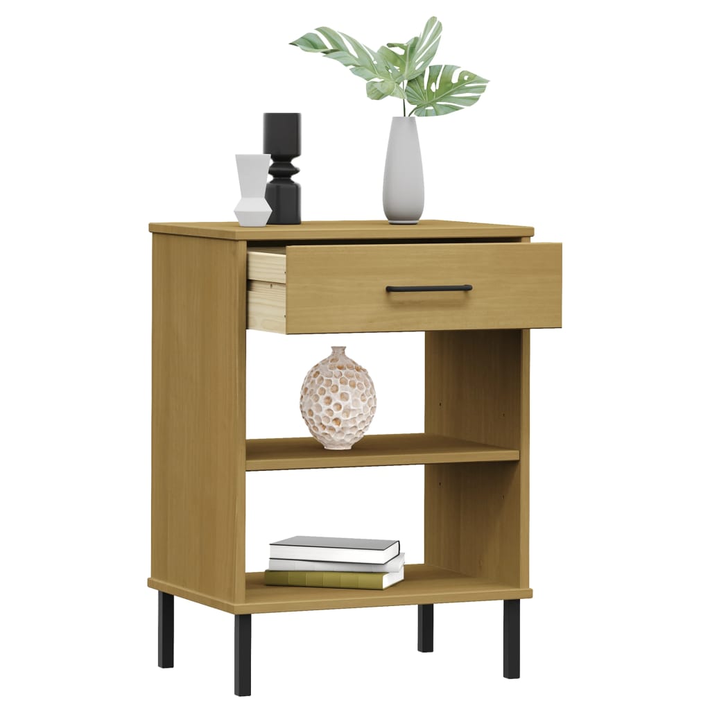 vidaXL Console OSLO avec pieds en métal Marron Bois de pin massif