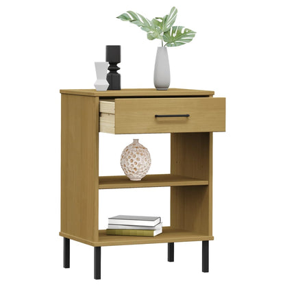 vidaXL Console OSLO avec pieds en métal Marron Bois de pin massif