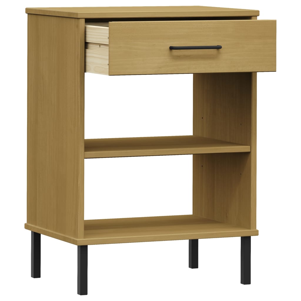 vidaXL Console OSLO avec pieds en métal Marron Bois de pin massif