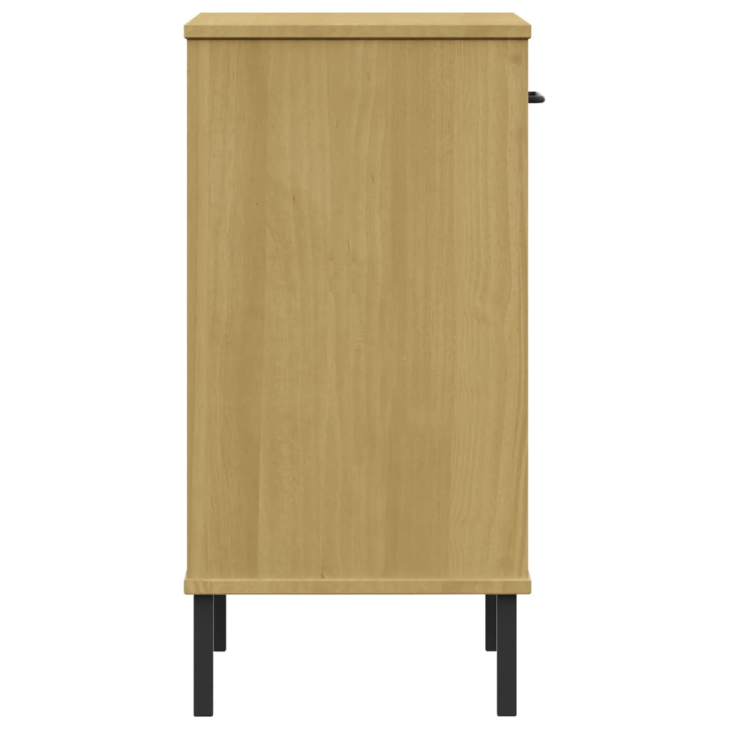 vidaXL Console OSLO avec pieds en métal Marron Bois de pin massif