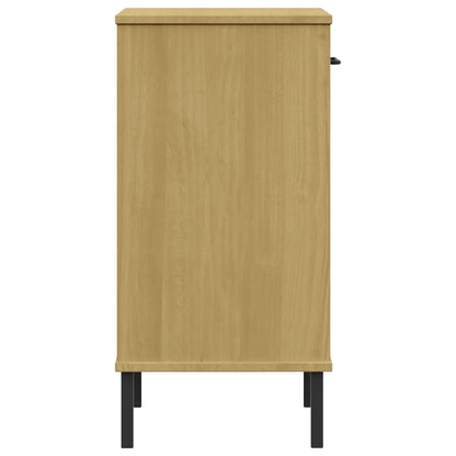 vidaXL Console OSLO avec pieds en métal Marron Bois de pin massif