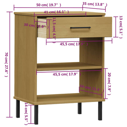 vidaXL Console OSLO avec pieds en métal Marron Bois de pin massif