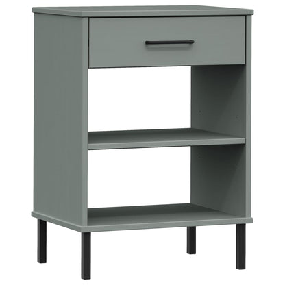 vidaXL Console OSLO avec pieds en métal Gris Bois de pin massif