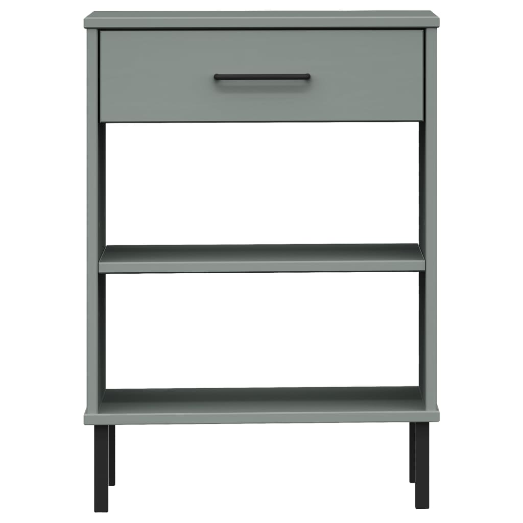 vidaXL Console OSLO avec pieds en métal Gris Bois de pin massif