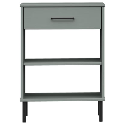 vidaXL Console OSLO avec pieds en métal Gris Bois de pin massif