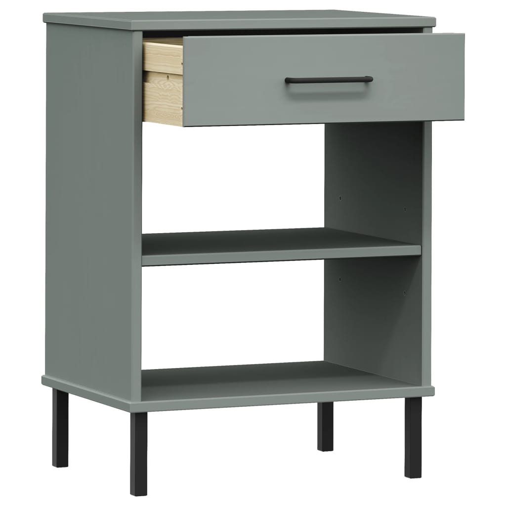 vidaXL Console OSLO avec pieds en métal Gris Bois de pin massif