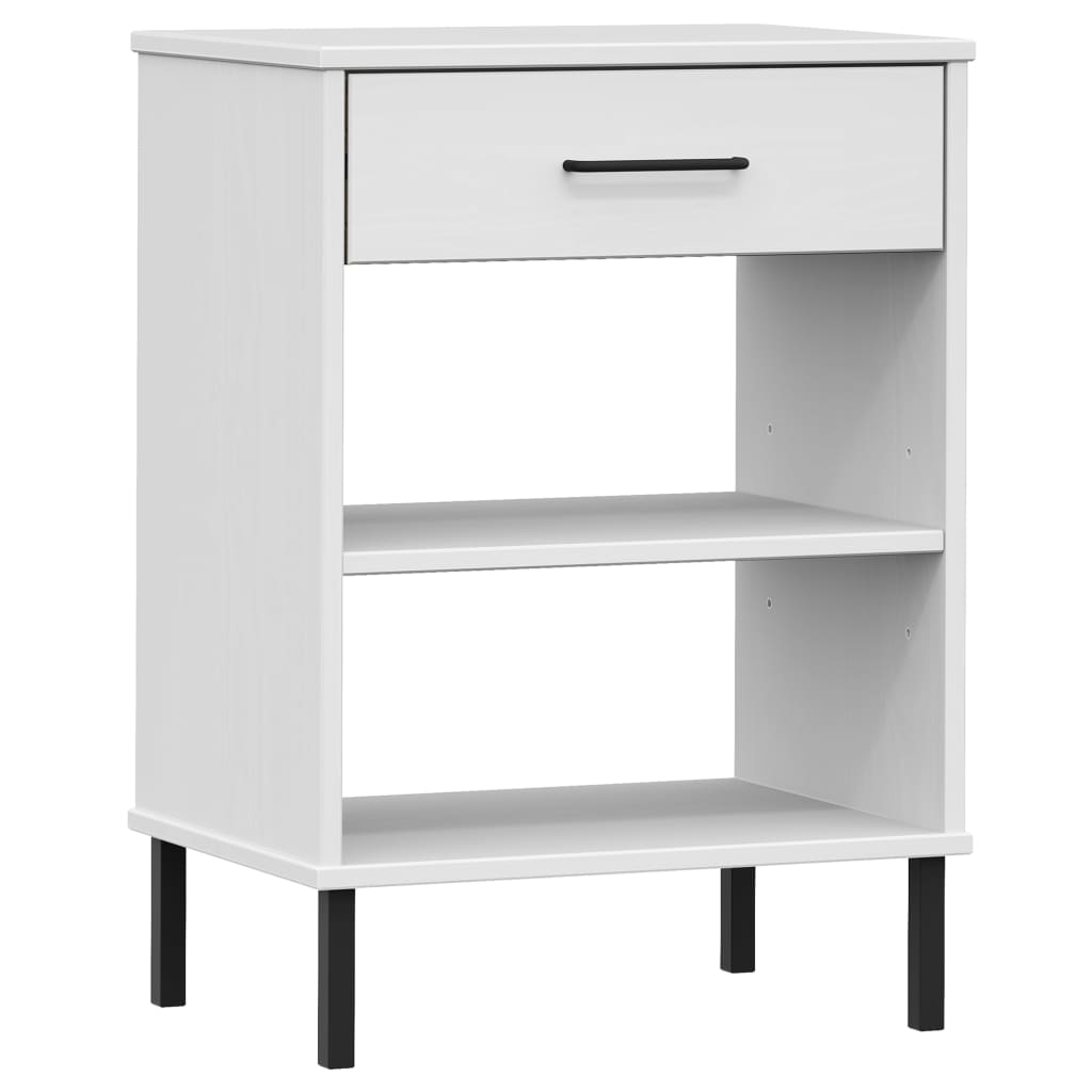vidaXL Console OSLO avec pieds en métal Blanc Bois de pin massif