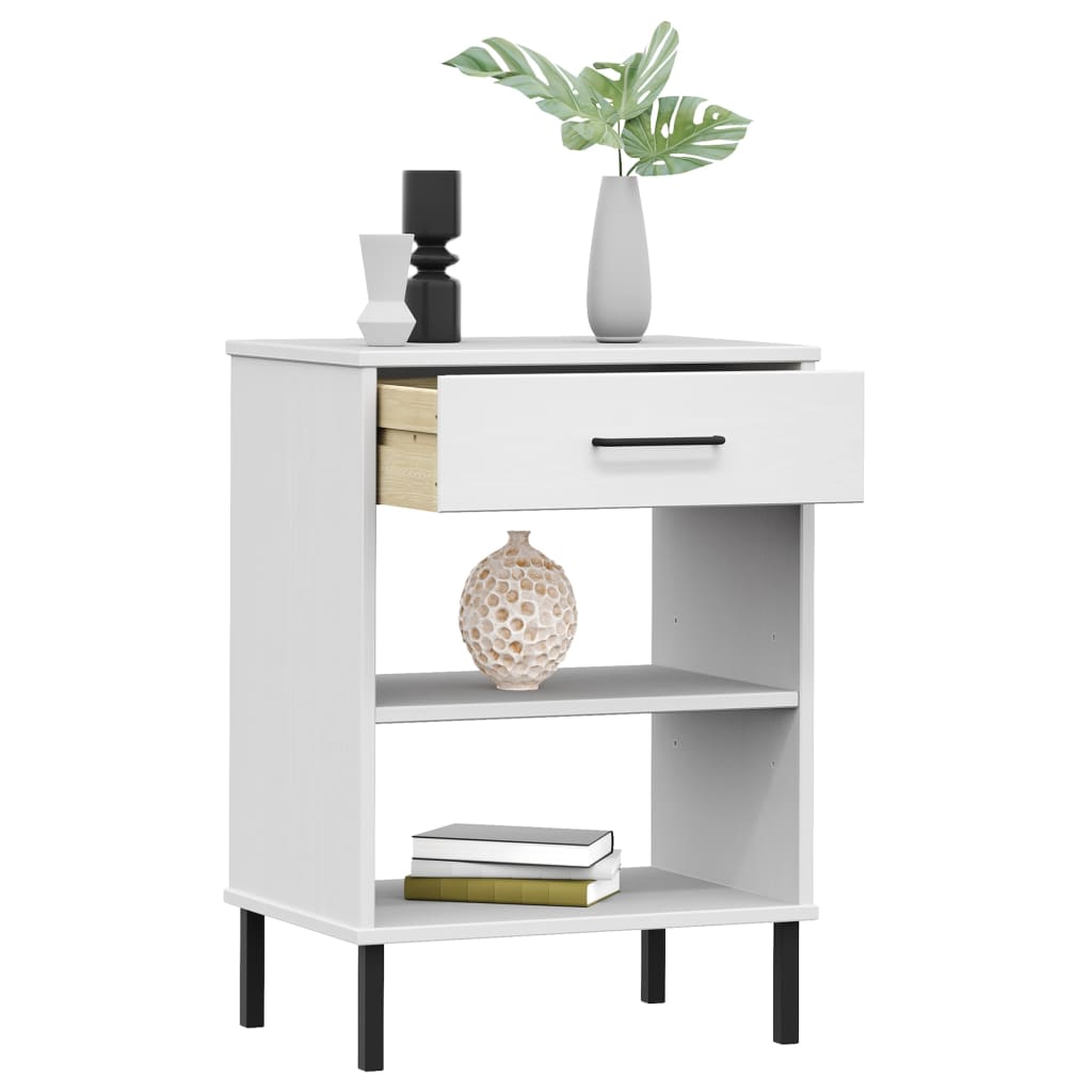 vidaXL Console OSLO avec pieds en métal Blanc Bois de pin massif