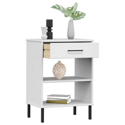 vidaXL Console OSLO avec pieds en métal Blanc Bois de pin massif