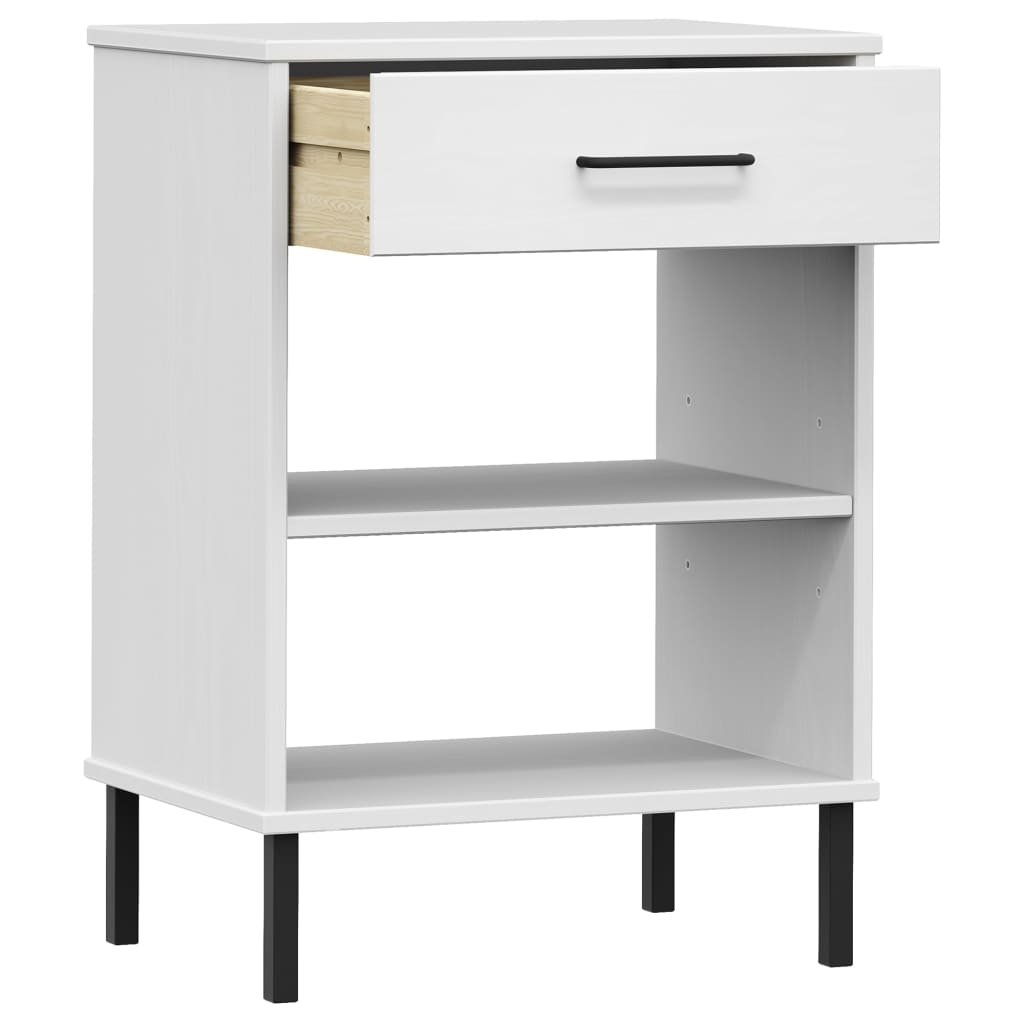 vidaXL Console OSLO avec pieds en métal Blanc Bois de pin massif