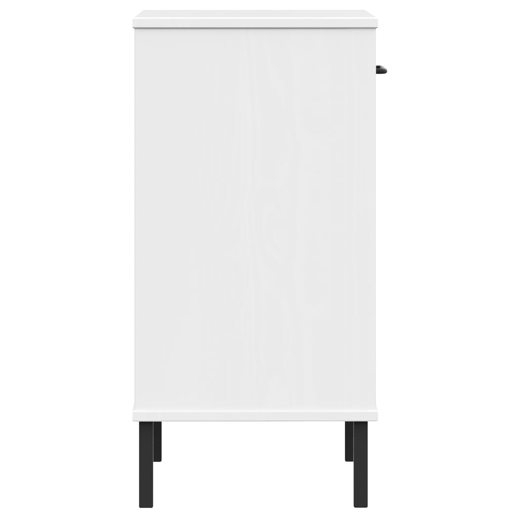vidaXL Console OSLO avec pieds en métal Blanc Bois de pin massif
