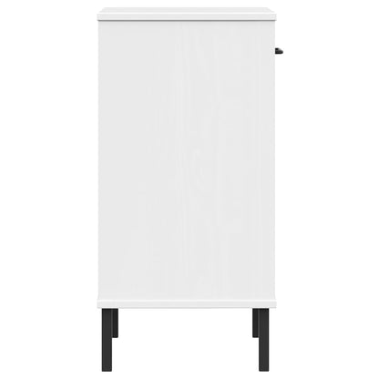 vidaXL Console OSLO avec pieds en métal Blanc Bois de pin massif