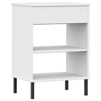 vidaXL Console OSLO avec pieds en métal Blanc Bois de pin massif