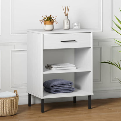 vidaXL Console OSLO avec pieds en métal Blanc Bois de pin massif