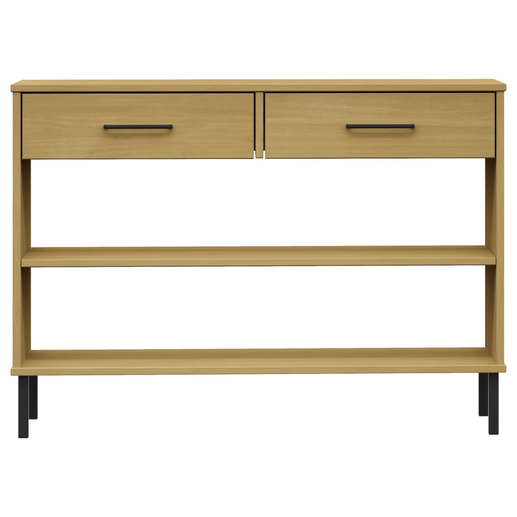 vidaXL Console OSLO avec pieds en métal Marron Bois de pin massif