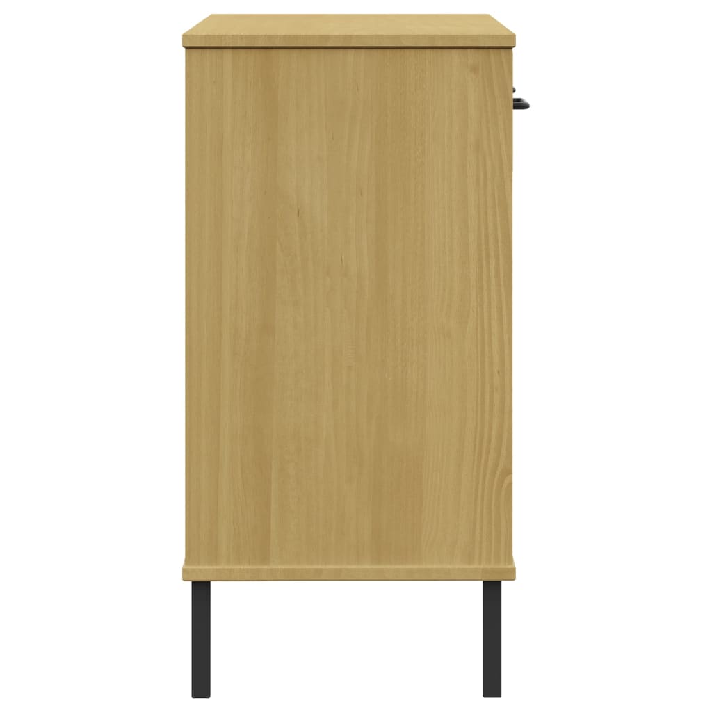 vidaXL Console OSLO avec pieds en métal Marron Bois de pin massif