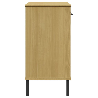 vidaXL Console OSLO avec pieds en métal Marron Bois de pin massif