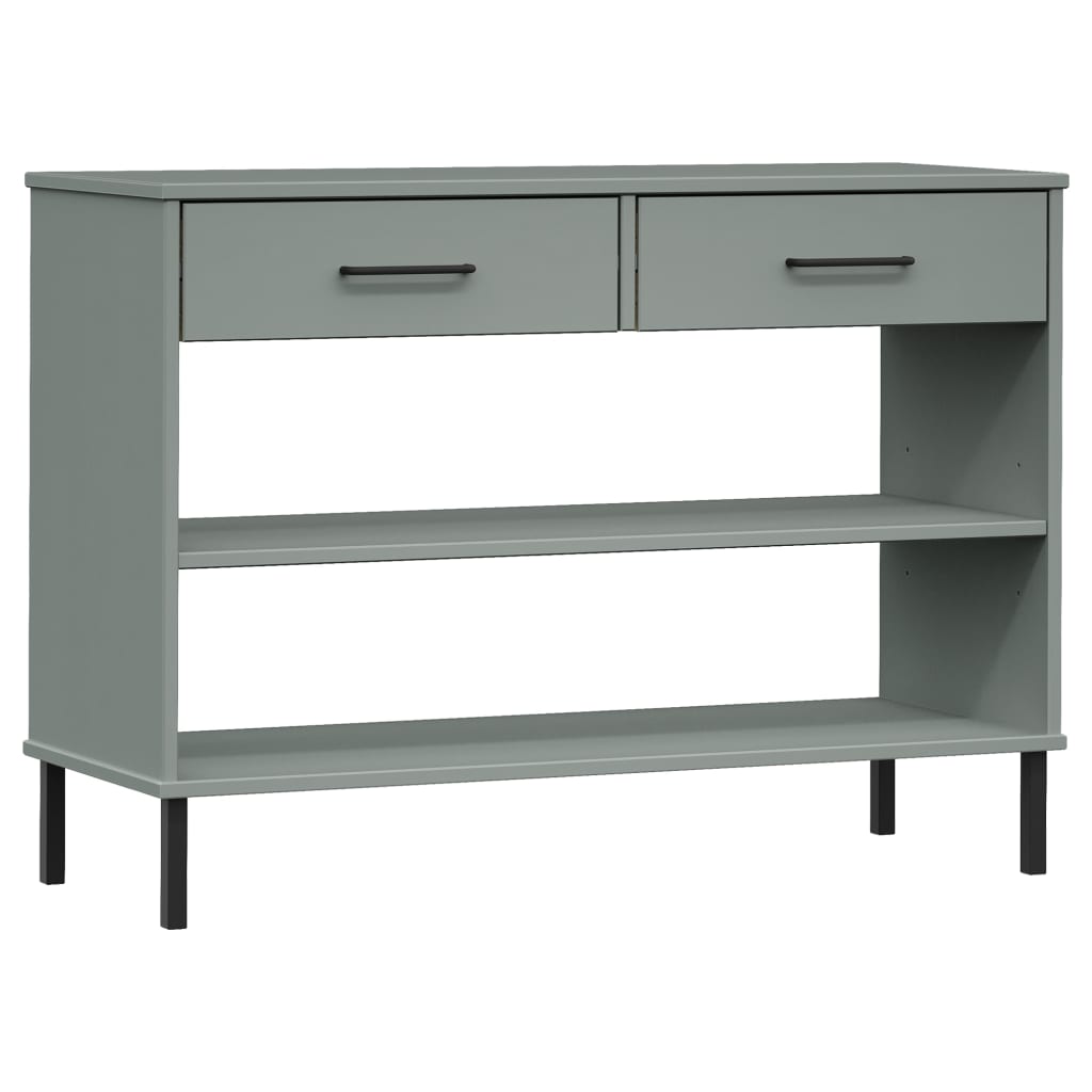 vidaXL Console OSLO avec pieds en métal Gris Bois de pin massif
