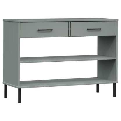 vidaXL Console OSLO avec pieds en métal Gris Bois de pin massif