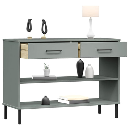 vidaXL Console OSLO avec pieds en métal Gris Bois de pin massif