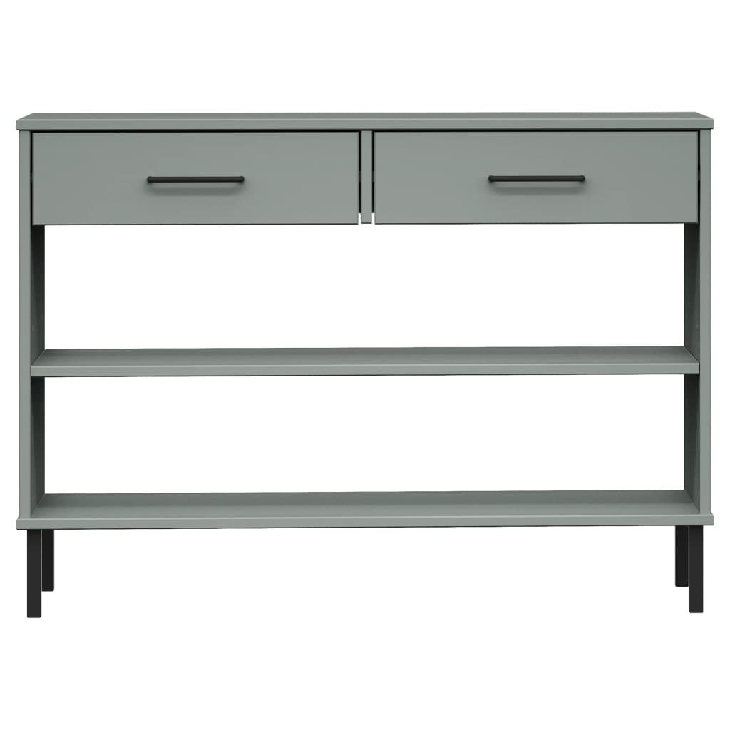 vidaXL Console OSLO avec pieds en métal Gris Bois de pin massif