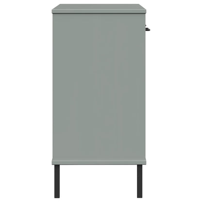 vidaXL Console OSLO avec pieds en métal Gris Bois de pin massif