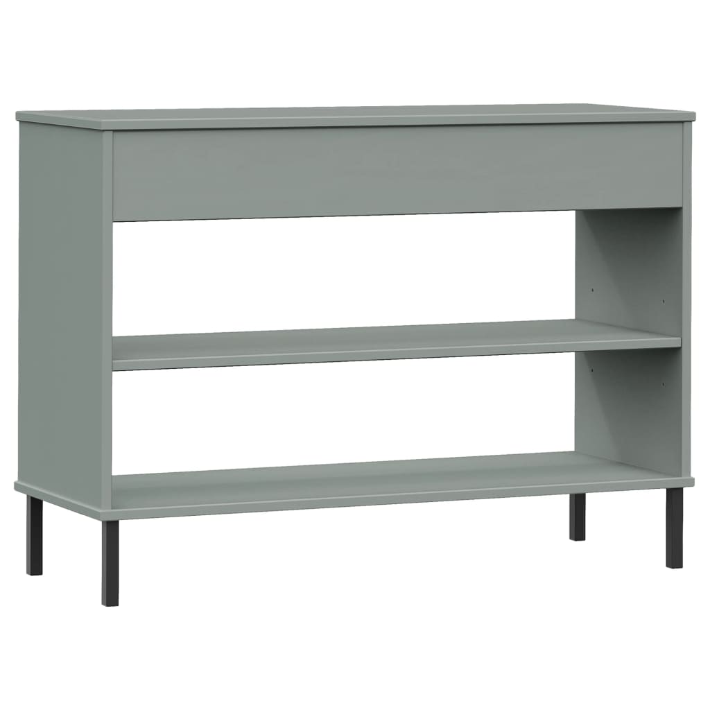 vidaXL Console OSLO avec pieds en métal Gris Bois de pin massif