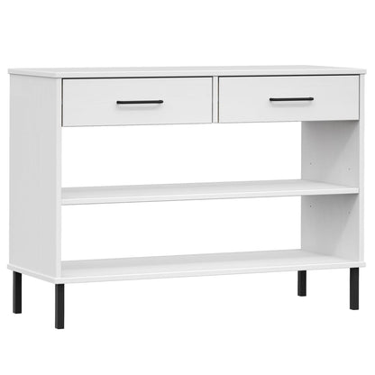 vidaXL Console OSLO avec pieds en métal Blanc Bois de pin massif