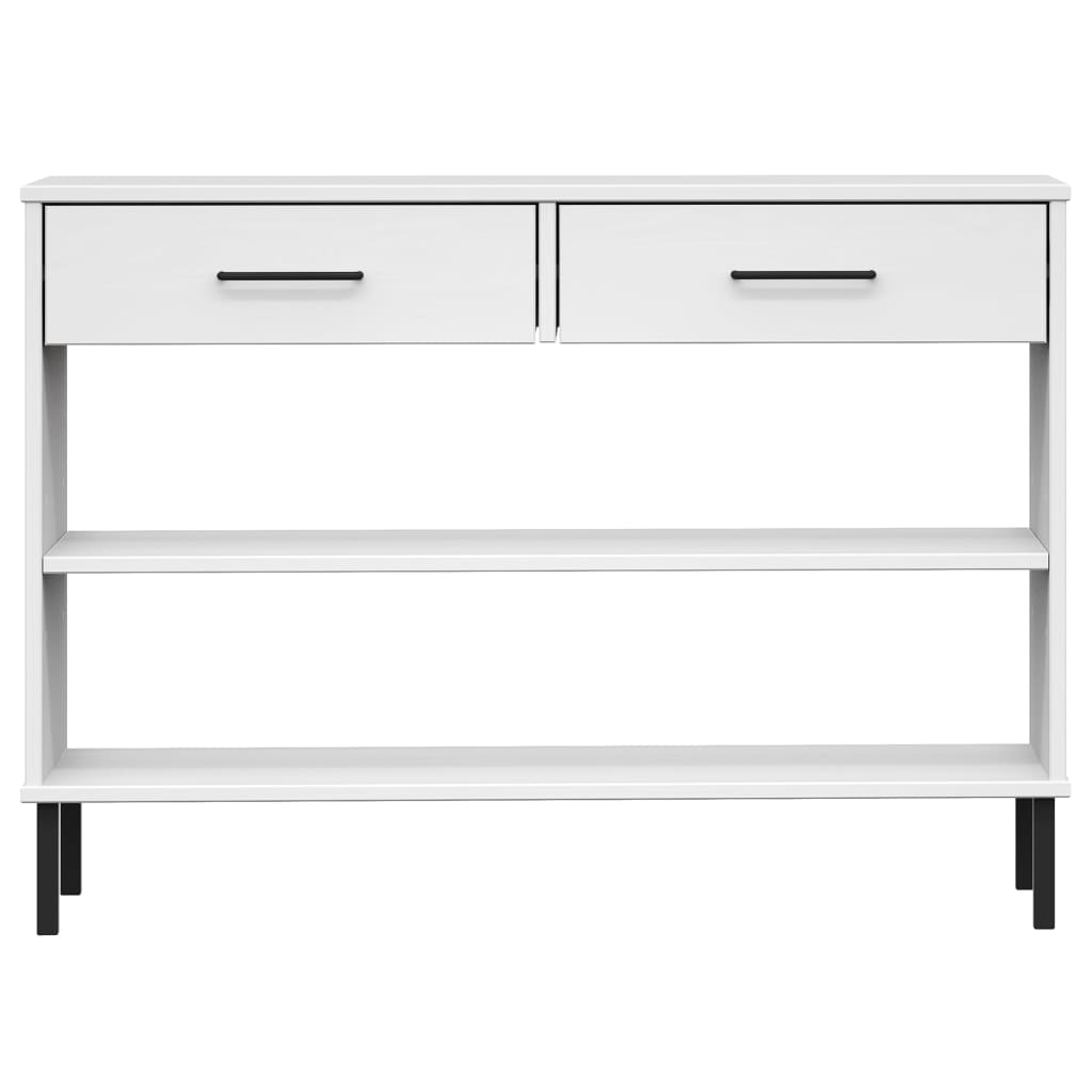 vidaXL Console OSLO avec pieds en métal Blanc Bois de pin massif