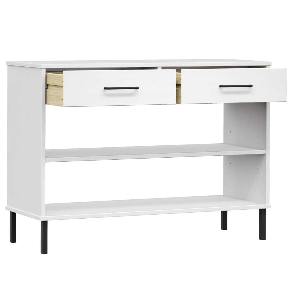 vidaXL Console OSLO avec pieds en métal Blanc Bois de pin massif