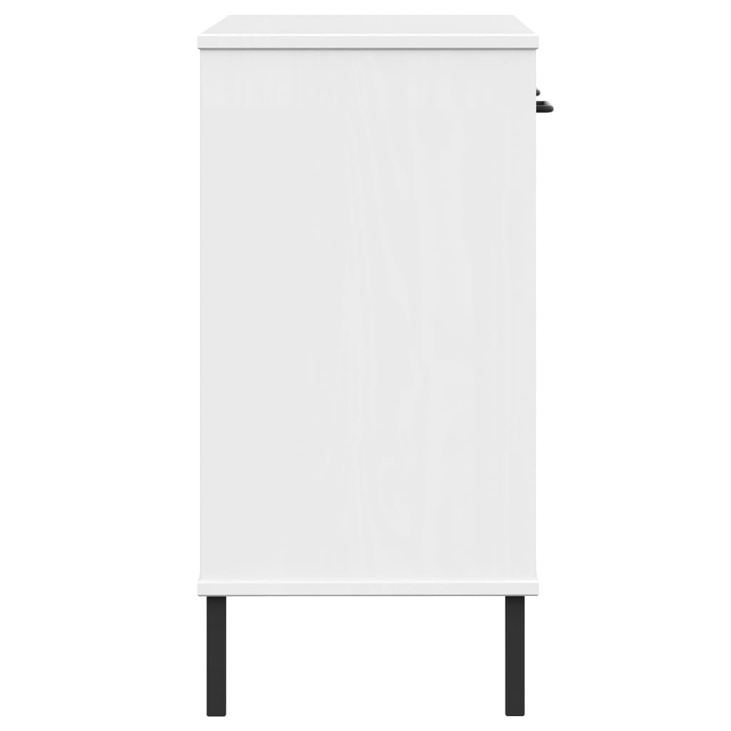 vidaXL Console OSLO avec pieds en métal Blanc Bois de pin massif