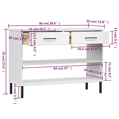 vidaXL Console OSLO avec pieds en métal Blanc Bois de pin massif