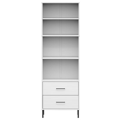 vidaXL Bücherregal OSLO mit 2 Schubladen Weiß 60x35x180 cm Massivholz