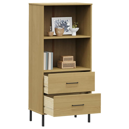 vidaXL Bücherregal OSLO 2 Schubladen Braun 60x35x128,5 cm Massivholz