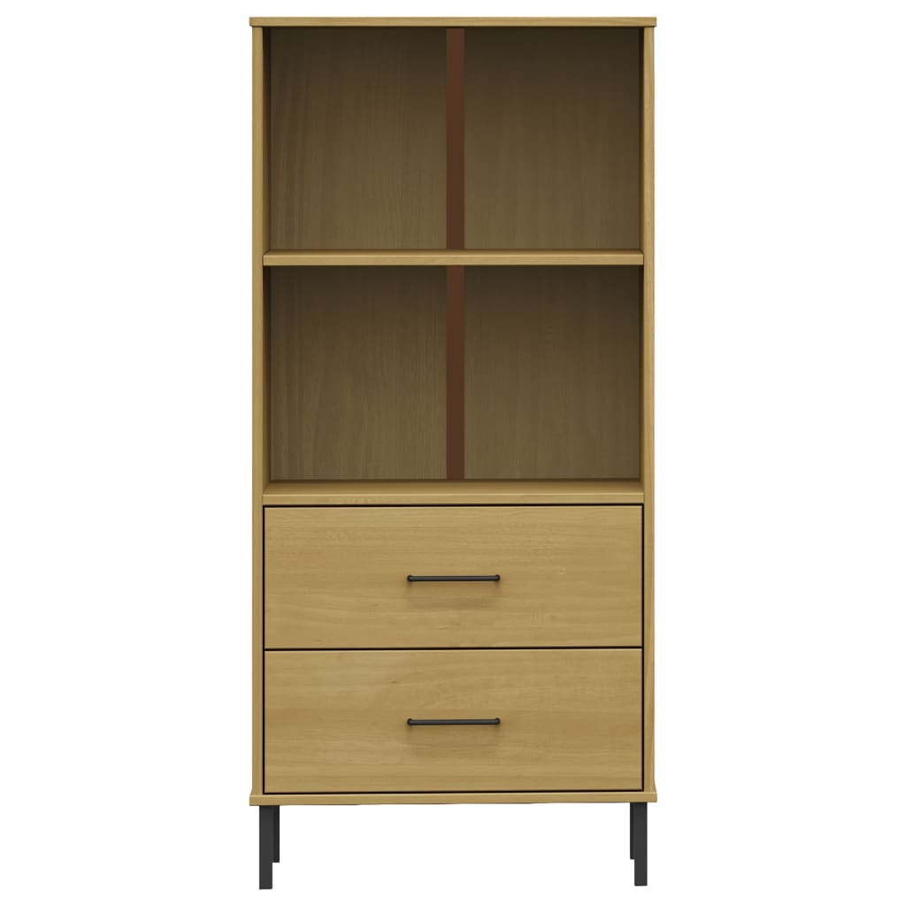 vidaXL Bücherregal OSLO 2 Schubladen Braun 60x35x128,5 cm Massivholz