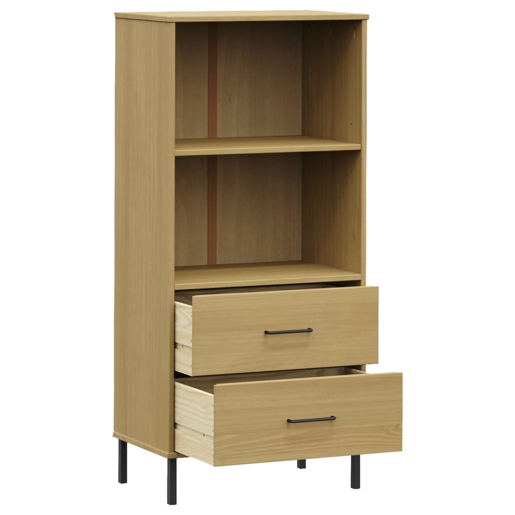 vidaXL Bücherregal OSLO 2 Schubladen Braun 60x35x128,5 cm Massivholz