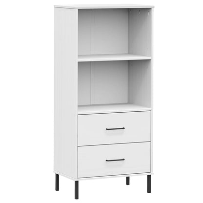 vidaXL Étagère OSLO avec 2 tiroirs Blanc 60x35x128,5cm Bois massif