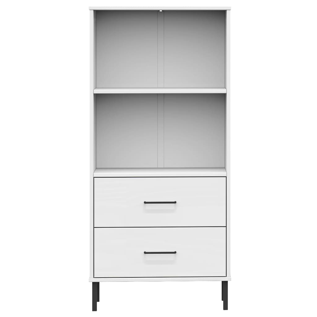 vidaXL Étagère OSLO avec 2 tiroirs Blanc 60x35x128,5cm Bois massif