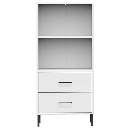 vidaXL Étagère OSLO avec 2 tiroirs Blanc 60x35x128,5cm Bois massif