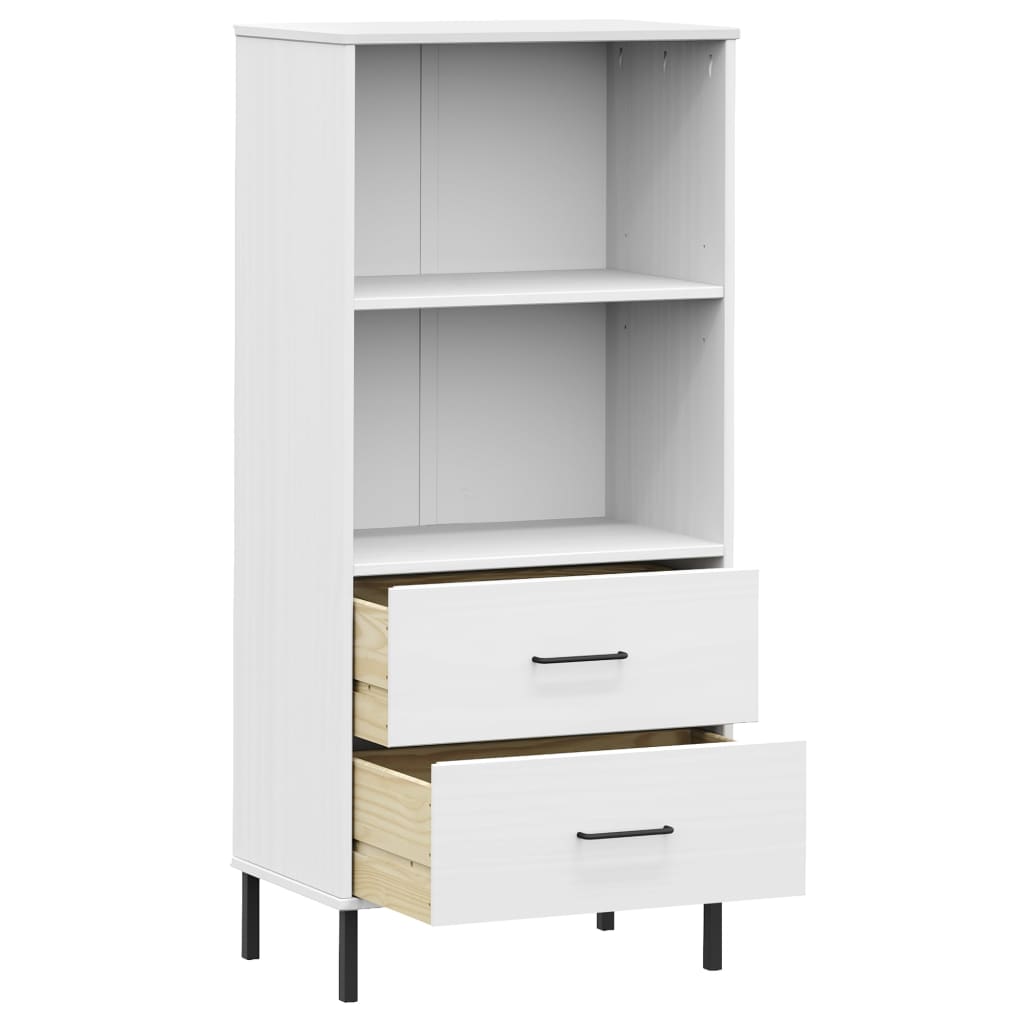 vidaXL Étagère OSLO avec 2 tiroirs Blanc 60x35x128,5cm Bois massif
