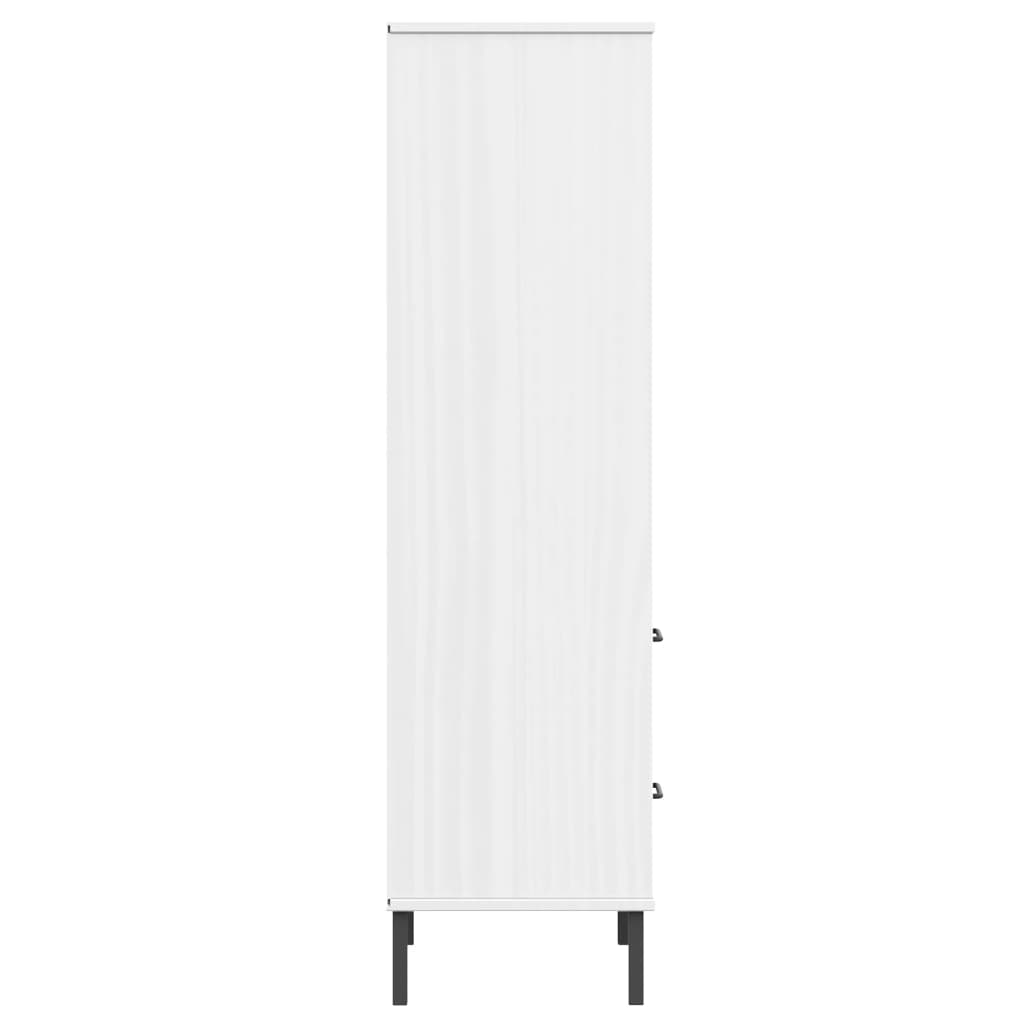 vidaXL Étagère OSLO avec 2 tiroirs Blanc 60x35x128,5cm Bois massif