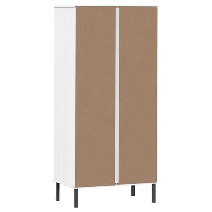 vidaXL Étagère OSLO avec 2 tiroirs Blanc 60x35x128,5cm Bois massif