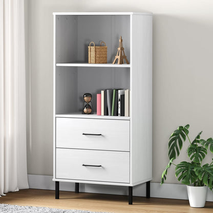 vidaXL Étagère OSLO avec 2 tiroirs Blanc 60x35x128,5cm Bois massif