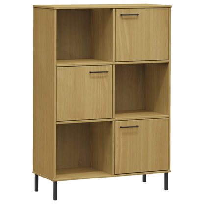 vidaXL Bibliothèque OSLO pieds en métal marron 90x35x128,5 cm bois massif