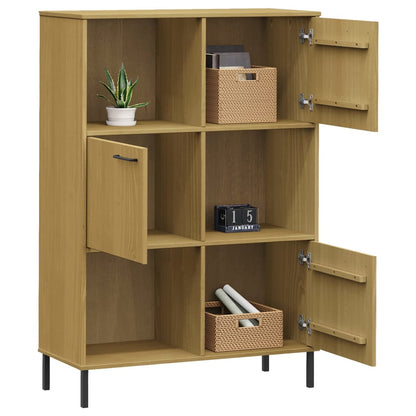 vidaXL Bibliothèque OSLO pieds en métal marron 90x35x128,5 cm bois massif