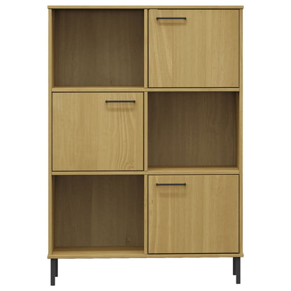 vidaXL Bibliothèque OSLO pieds en métal marron 90x35x128,5 cm bois massif